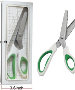 Alternative view of JISTL Green Pinking Shears Comfort Grips Crafts Zig Zag Cut Sewing Scissors.Professional Handheld Dressmaking